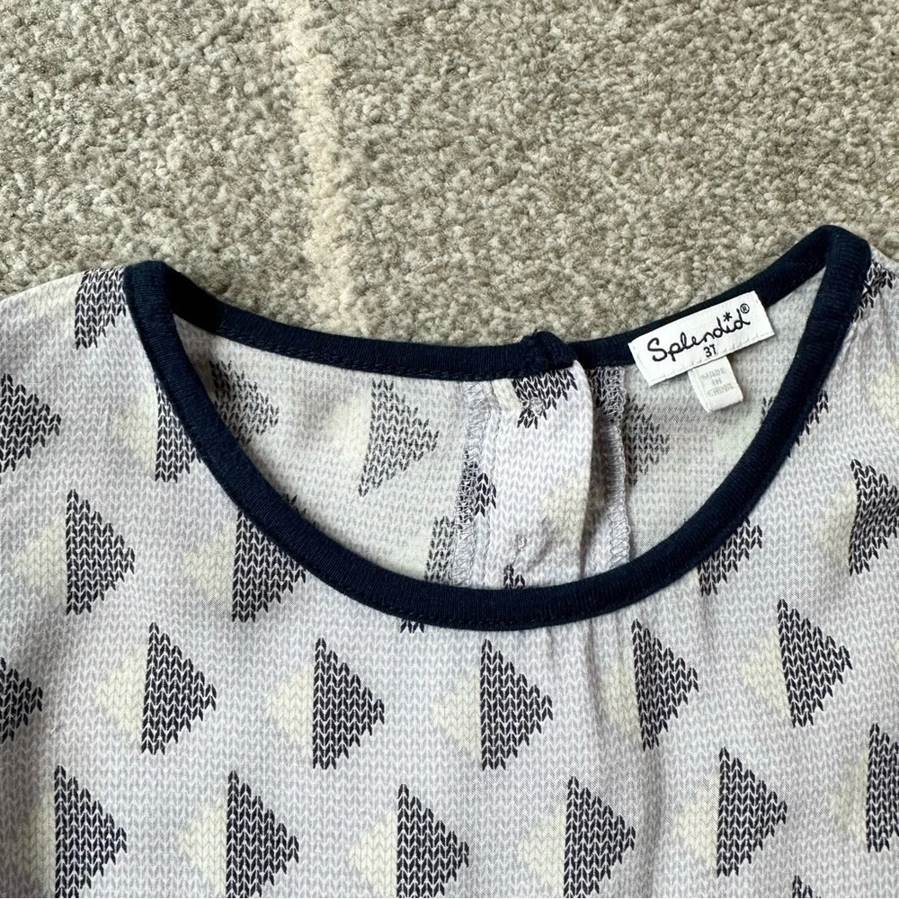 Splendid Navy Blue and Gray Drop Waist Tunic Top Dress